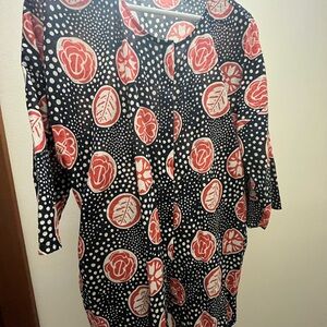 Gudrun Sjoden Black and Red Floral Cotton Blouse